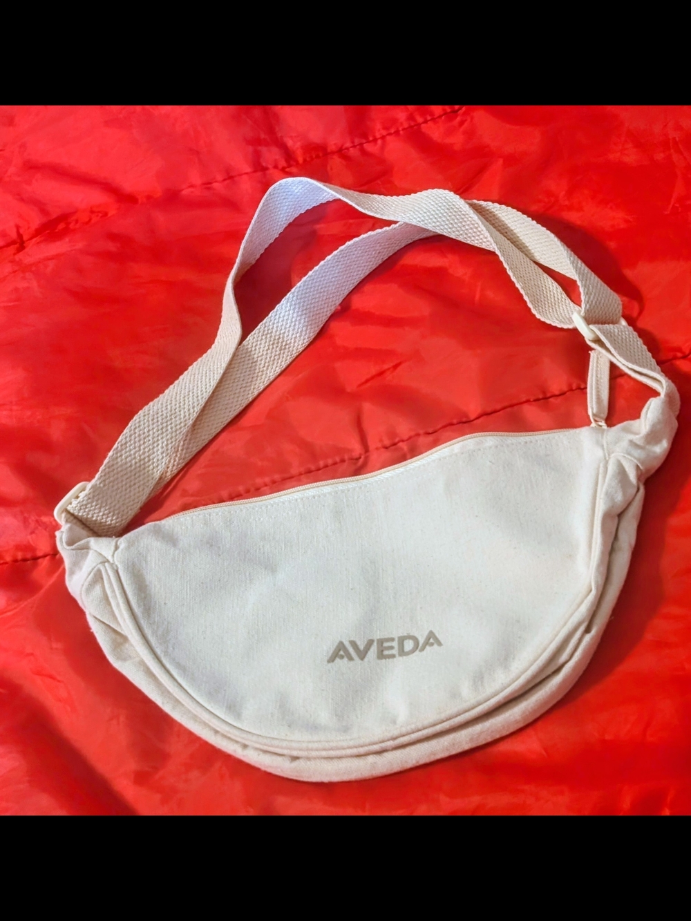 AVEDA Off-White Canvas Crescent Shoulder Bag
